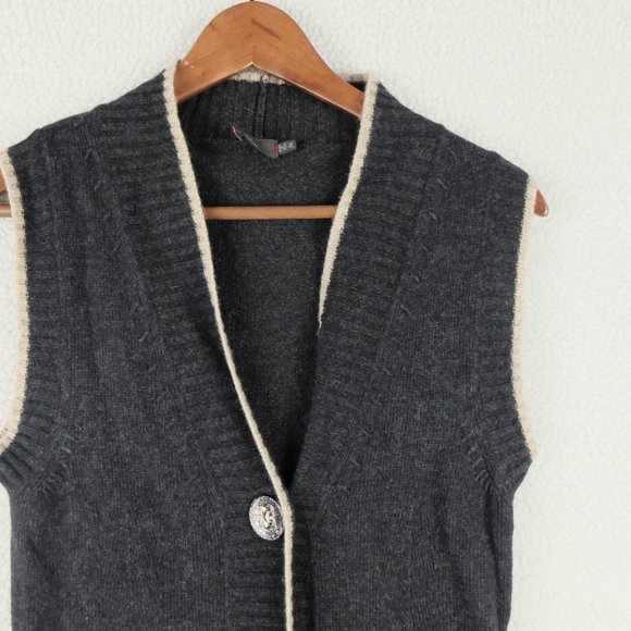 Dismero Cardigan Womens Medium Black Sweater Cashmere Wool Long Button Up - Picture 2 of 9